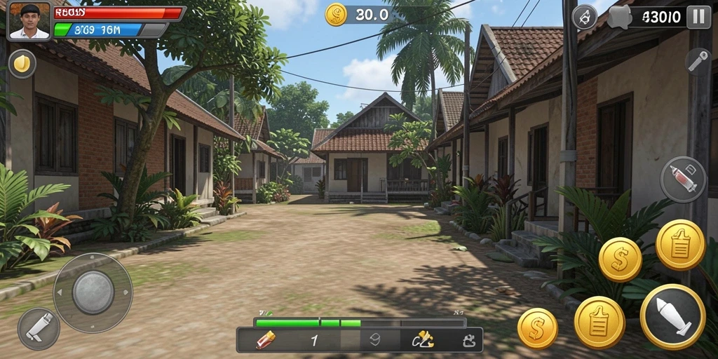 Pemandangan indah di salah satu level permainan.